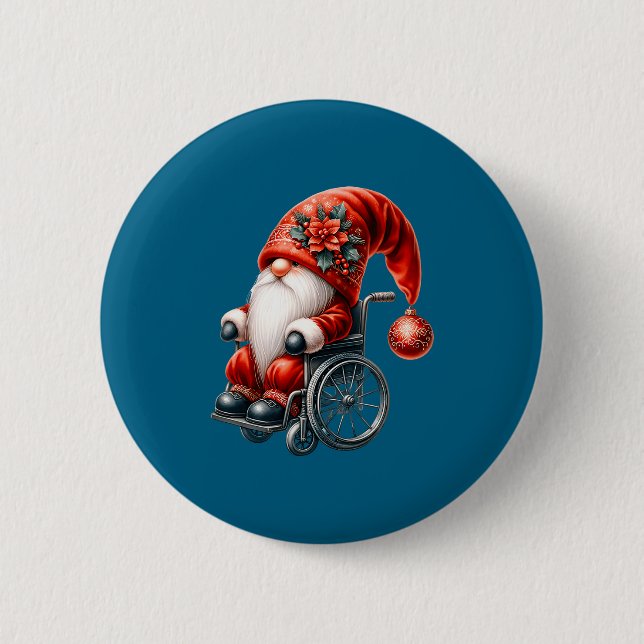 Funny Kids Wheelchair Santa Graphic For Men Christ Button (Vorderseite)