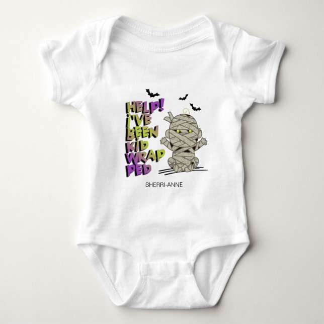 Funny Kidwrapped Mummy Baby Green ID683 Strampler (Vorderseite)