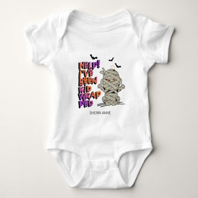 Funny Kidwrapped Mummy Baby Orange ID683 Baby Strampler (Vorderseite)