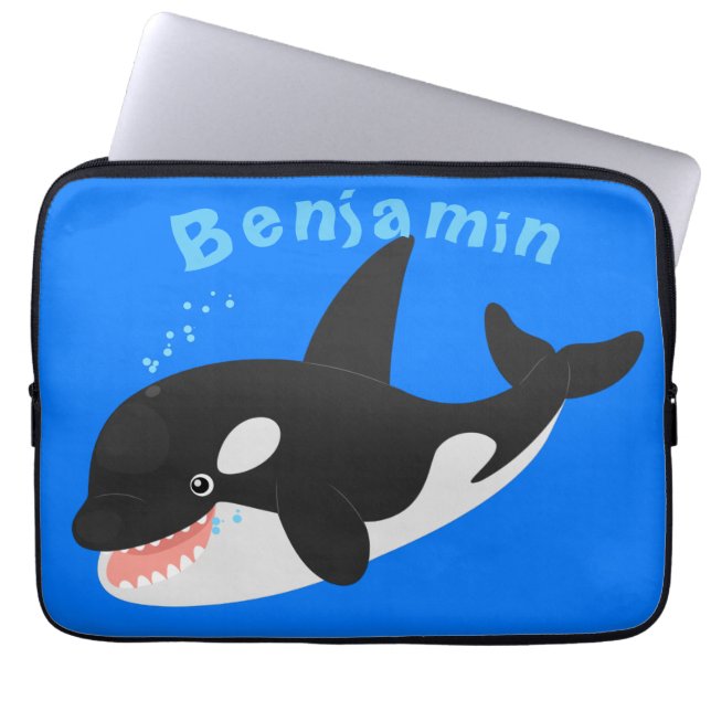 Funny killer whale orca cute cartoon illustration laptopschutzhülle (Vorderseite)