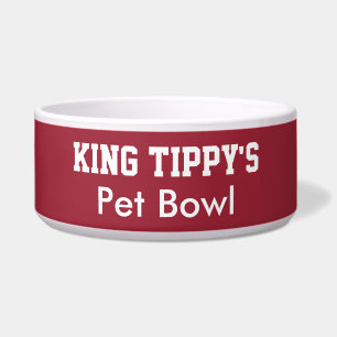 Funny King Dog Pet Bowl Red White PERSONALIZE NAME Napf
