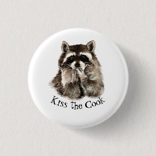 Funny, Kiss den Koch, Raccoons Tasche Button