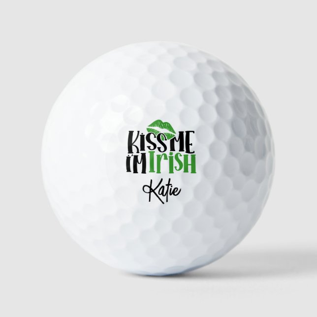 Funny "Kiss Me I'm Irish" Personalisiert St Patric Golfball (Vorderseite)