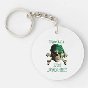 Funny Kiss Me Irish Piratenflagge Pirate Skull Schlüsselanhänger