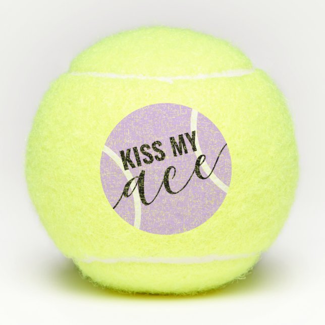 Funny Kiss My Ace Lila Tennisbälle (Vorderseite)