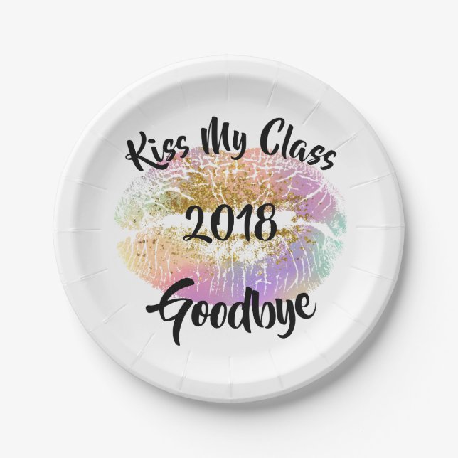 Funny Kiss My Class Auf Wiedersehen Pappteller (Vorderseite)