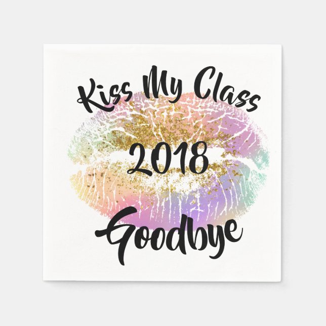 Funny Kiss My Class Auf Wiedersehen Serviette (Vorderseite)