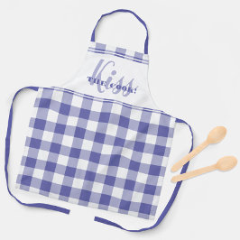 Funny Kiss The Cook Zitat Gingham Karo Periwinkle Schürze