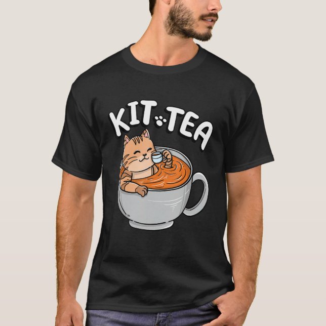 Funny KIT TEA Kitty Cat Kitten Tee Drinker Haustie (Vorderseite)