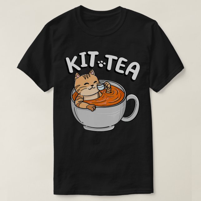Funny KIT TEA Kitty Cat Kitten Tee Drinker Haustie (Design vorne)