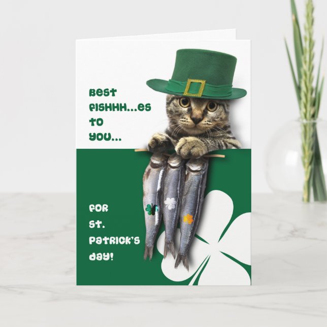 Funny Kitten St. Patrick's Day Cartes de voeux (Devant)