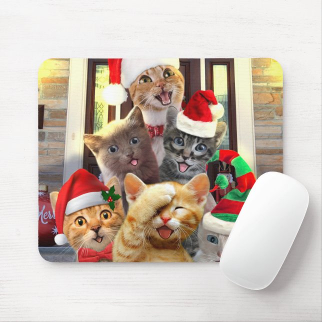 Funny kittens in Christmas Day Mousepad (Mit Mouse)