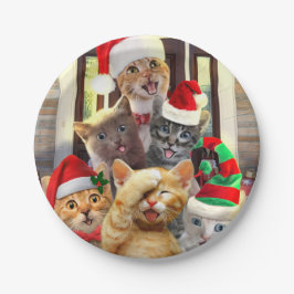 Funny kittens in Christmas Day Pappteller