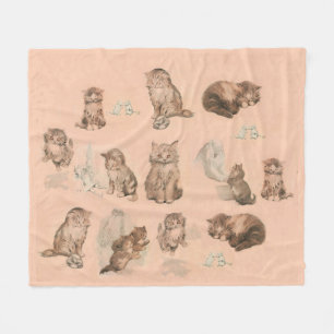 FUNNY KITTY CAT STORIES IN PINK FLEECEDECKE