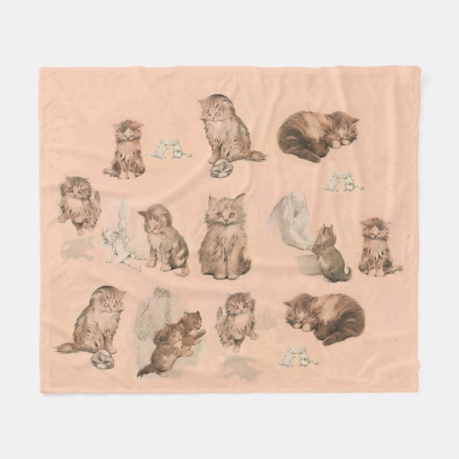 FUNNY KITTY CAT STORIES IN PINK FLEECEDECKE (Vorderseite (Horizontal))
