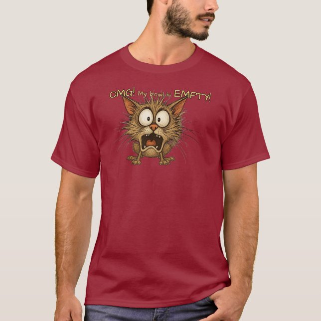 Funny Kitty - OMG! Meine Schüssel ist EMPTY! T-Shirt (Vorderseite)