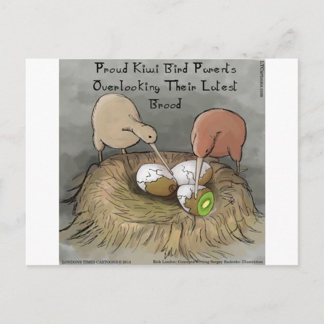 Funny Kiwi Vögel geben ihre Früchte ab Postkarte (Vorderseite)