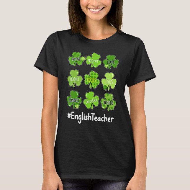 Funny Kleeblatt Teach Liebe Englischer Lehrer St P T-Shirt (Vorderseite)