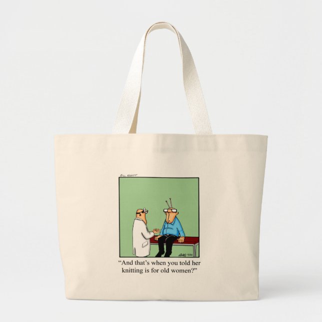 Funny Knitting Cartoon Bag Jumbo Stoffbeutel (Vorne)