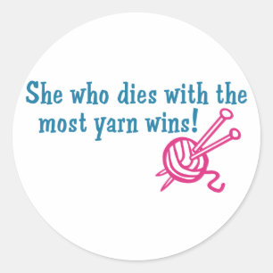 Funny Knitting Runder Aufkleber