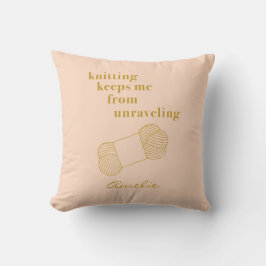 Funny Knitting Zitat Blush Gold Personalisiert Kissen