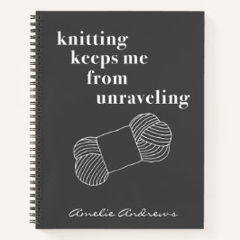 Funny Knitting Zitat Personalisiert Schwarz und We Notizbuch