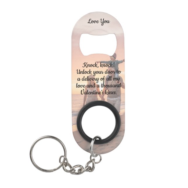 Funny Knock Knock Valentine's Love Poem Photo Mini Flaschenöffner (Vorderseite)