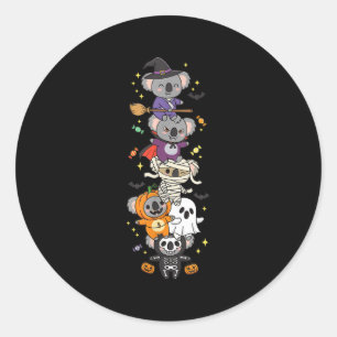 Funny Koala Witch Vamre Ghost Halloween Kinder Men Runder Aufkleber