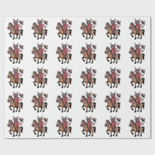 Funny Krampus Christmas Evil Santa Cowboy Western Geschenkpapier