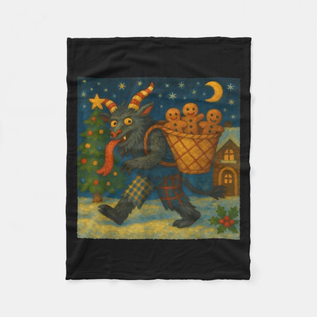 Funny Krampus Gingerbread Night Festive Creepy Hol Fleecedecke (Vorderseite)