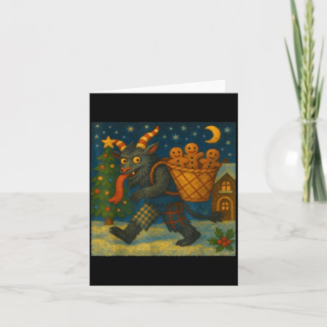 Funny Krampus Gingerbread Night Festive Creepy Hol Karte (Vorderseite)