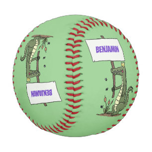 Funny Krocodil-Alarm mit Schild Cartoon Baseball