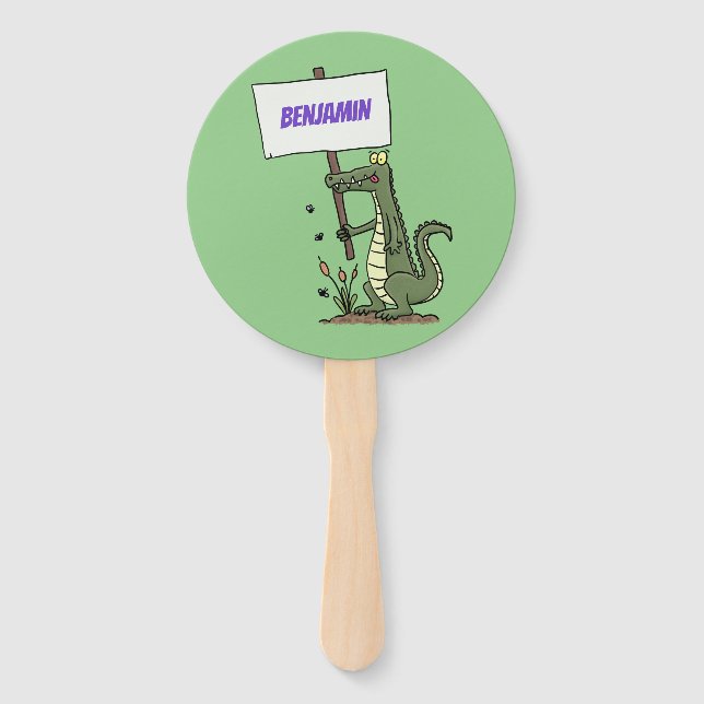 Funny Krocodil-Alarm mit Schild Cartoon Fächer (Vorderseite)