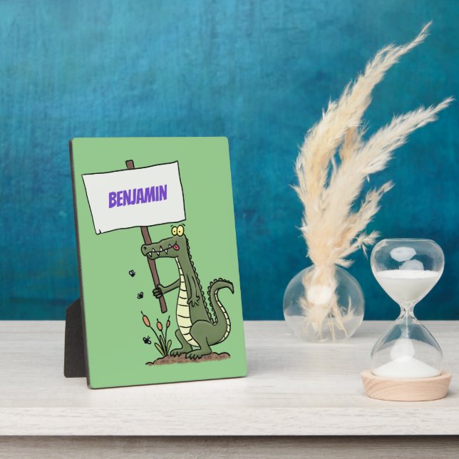 Funny Krocodil-Alarm mit Schild Cartoon Fotoplatte (Seite)