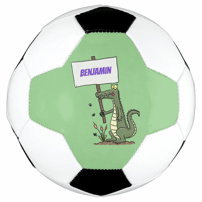 Funny Krocodil-Alarm mit Schild Cartoon Fußball (Vorderseite)