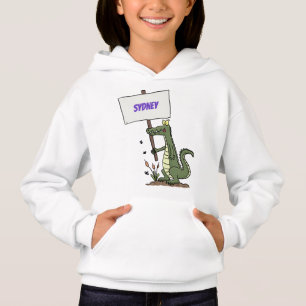 Funny Krocodil-Alarm mit Schild Cartoon Hoodie