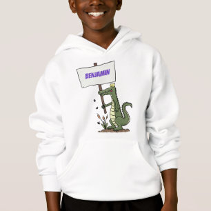 Funny Krocodil-Alarm mit Schild Cartoon Hoodie