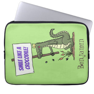 Funny Krocodil-Alarm mit Schild Cartoon Laptopschutzhülle