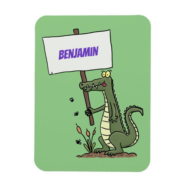 Funny Krocodil-Alarm mit Schild Cartoon Magnet (Vertikal)