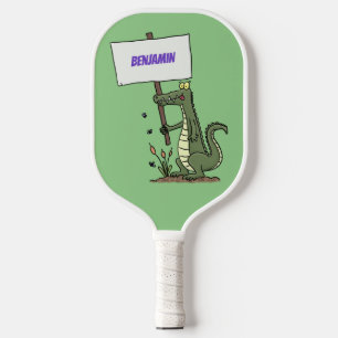 Funny Krocodil-Alarm mit Schild Cartoon Pickleball Schläger