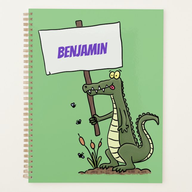Funny Krocodil-Alarm mit Schild Cartoon Planer (Vorderseite)