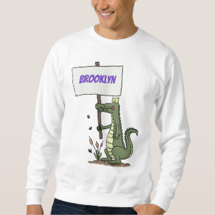 Funny Krocodil-Alarm mit Schild Cartoon Sweatshirt