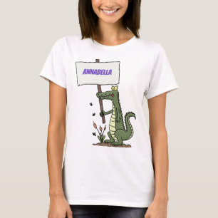Funny Krocodil-Alarm mit Schild Cartoon T-Shirt