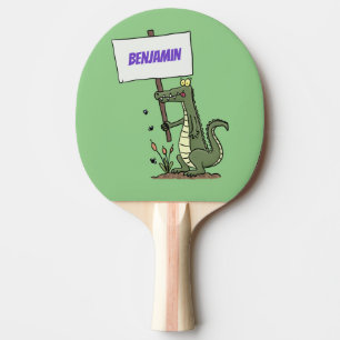 Funny Krocodil-Alarm mit Schild Cartoon Tischtennis Schläger