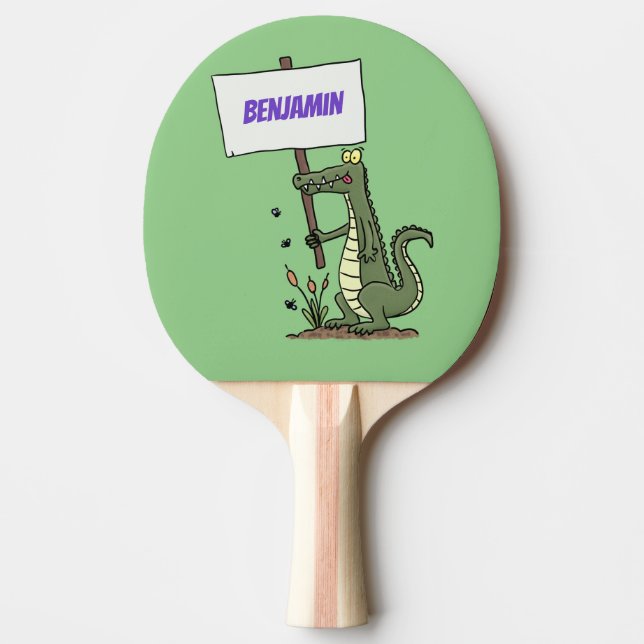 Funny Krocodil-Alarm mit Schild Cartoon Tischtennis Schläger (Vorderseite)
