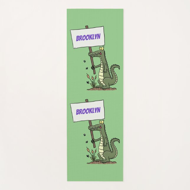 Funny Krocodil-Alarm mit Schild Cartoon Yogamatte (Vorderseite)