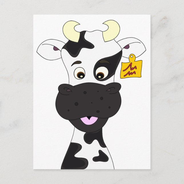 Funny Kuh Cartoon Postkarte (Vorderseite)