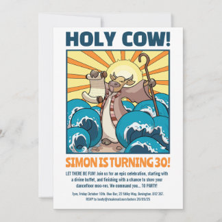 Funny Kuh Heilige Kuh! Big Birthday Party Cartoon Einladung