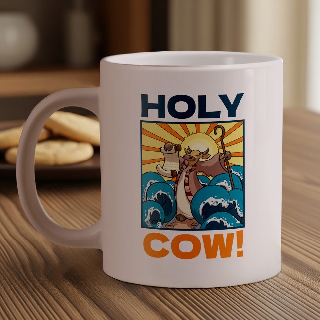 Funny Kuh Heilige Kuh! Visueller Cartoon von Pufft Jumbo-Tasse (Von Creator hochgeladen)