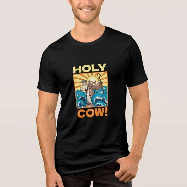 Funny Kuh Heilige Kuh! Visueller Cartoon von Pufft Tri-Blend Shirt (Vorderseite)